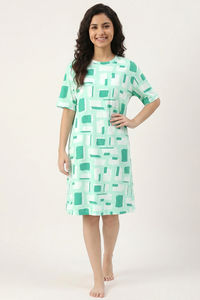 Zivame 2 Mile Fashion Knit Cotton Loungewear Dress - Brook Green — thumbnail 2